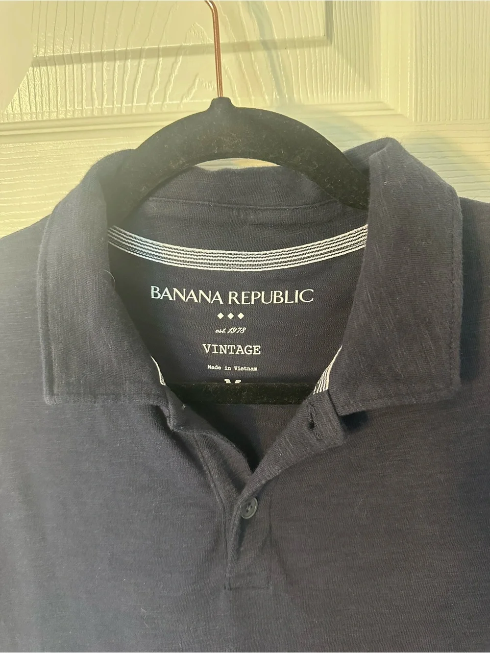 Banana Republic Vintage Men’s M Navy Solid Cotton Short Sleeve Polo